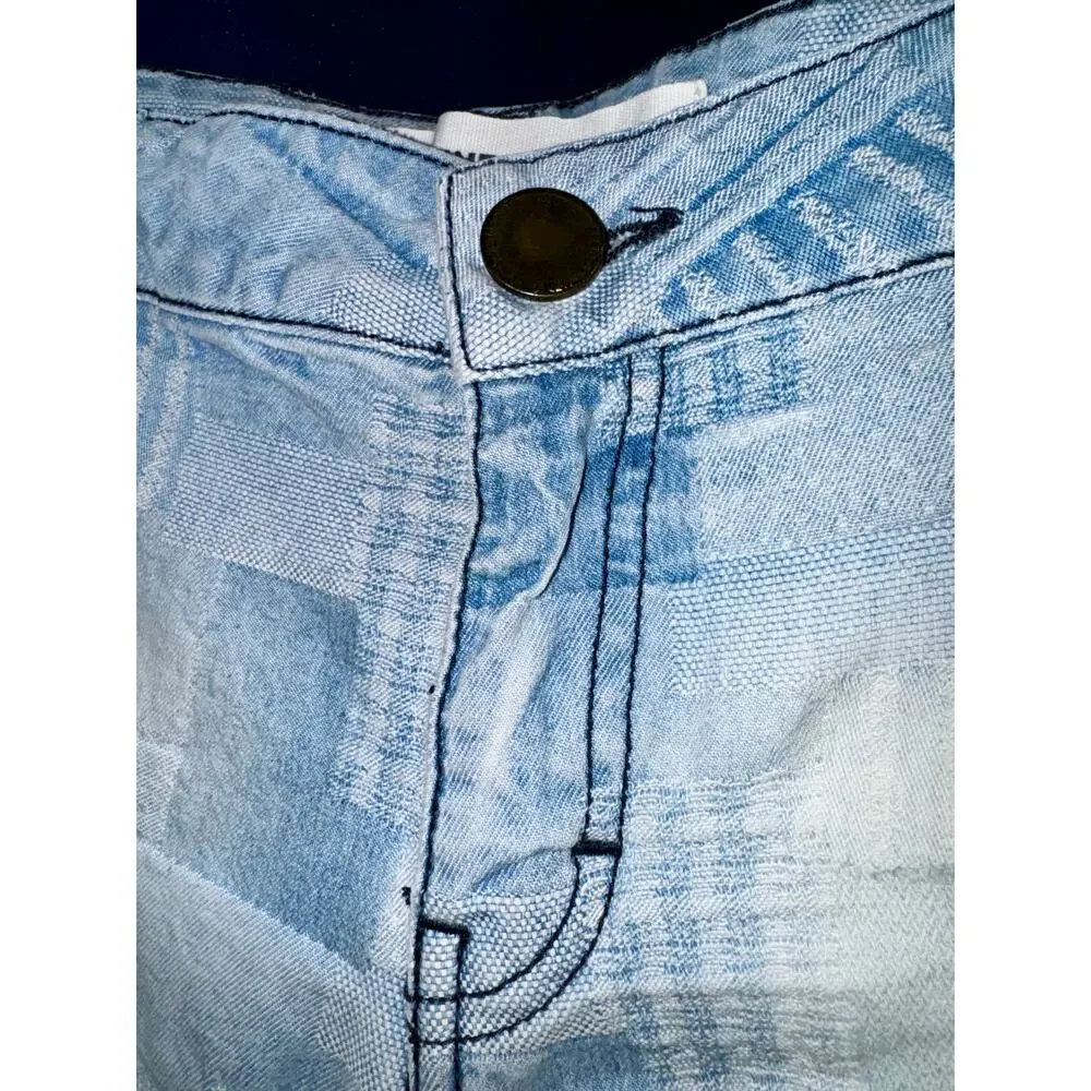 Etienne Marcel Patchwork Jean Shorts Women's Size 27 Hot Pants Blue Low Rise - Picture 3 of 10